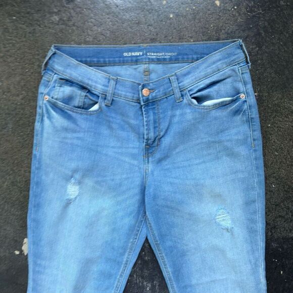 Old Navy Blue Light Wash Mid Rise Straight Women’s Jeans 8 Regular Used - Picture 4 of 12